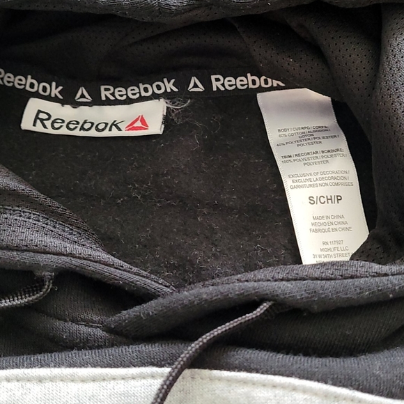 Reebok black gray hoodie sweatshirt - Picture 2 of 4